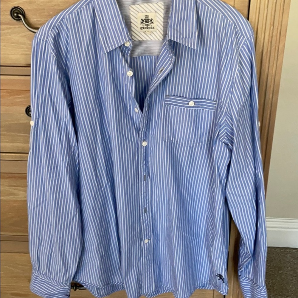 Express Men Striped Button-Down Shirt